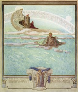Ilustración de la Divina Comedia de Dante, Paraíso, Canto II, 1921 de Franz von Bayros