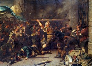 La revuelta de los campesinos en 1850 El asalto de la barrera roja de Franz von Defregger