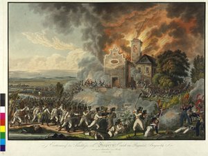 Batalla de Aspern 1809 (grabado coloreado) de Franz von Habermann