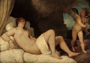 Dánae, copia del cuadro de Tiziano en Nápoles de Franz von Lenbach