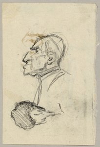 Estudio de retrato de un cardenal, verso: mula vista desde atrás (?) de Franz von Lenbach