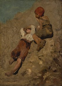 Dos muchachos campesinos en una pendiente de Franz von Lenbach