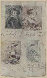 Tres bocetos de copia según Peter Paul Rubens, uno después de Palma Vecchio (?) de Franz von Lenbach, Peter Paul Rubens