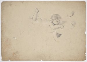 Estudios de desnudo de un bebé tumbado de Franz von Matsch