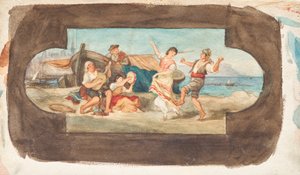 La danza de los italianos - borrador de una pintura de techo de Franz von Matsch