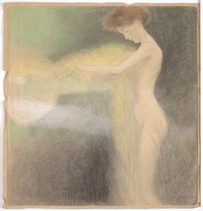 Desnudo femenino con las manos extendidas hacia la izquierda de Franz von Matsch