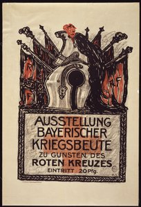 Exposición de los botines de guerra bávaros para beneficiar a la Cruz Roja, 1915