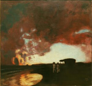 Puesta de sol en el mar de Franz von Stuck
