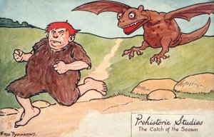 Estudios prehistóricos - la pesca de la temporada (litografía en color) de Fred Buchanan