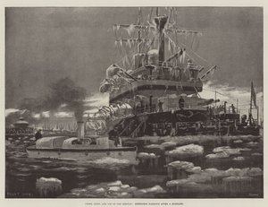 Escarcha, nieve y hielo en el Medway, puerto de Sheerness después de una tormenta de nieve de Fred T. Jane