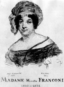 Circo: Aguafuerte de Frédéric Hillemacher, retrato de la Sra. Minette Franconi (1805-1832) - en El Circo Franconi de Frederic Desire Hillemacher