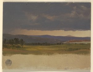Colina azul bajo nubes bajas de Frederic Edwin Church