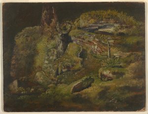 Roca en el bosque de Frederic Edwin Church
