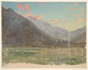 Valle profundo, con nubes iluminadas por el atardecer de Frederic Edwin Church