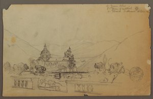 Dibujo, Una iglesia en las montañas de Ecuador, septiembre de 1853 de Frederic Edwin Church