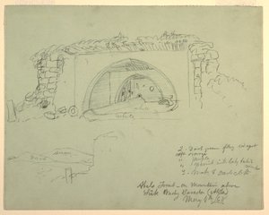 Dibujo, Tumba de Abels en la montaña sobre Suk Wadi, 4 de mayo de 1868 de Frederic Edwin Church