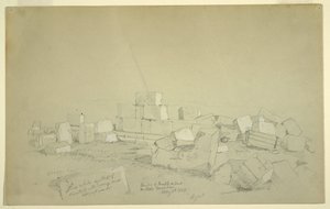 Dibujo, Tumba de Abels en la montaña sobre Suk Wadi, 4 de mayo de 1868.