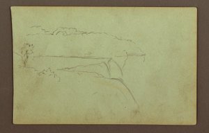 Dibujo, Cataratas americanas bajo un cielo nublado, río Niágara, posiblemente 1856 de Frederic Edwin Church