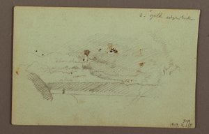Dibujo, Cataratas americanas bajo un cielo nublado, río Niágara, posiblemente 1856 de Frederic Edwin Church