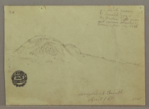 Dibujo, Colina desnuda, Acrópolis de Corinto, Grecia, abril de 1869 de Frederic Edwin Church