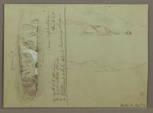 Dibujo, Colina desnuda, Acrópolis de Corinto, Grecia, abril de 1869 de Frederic Edwin Church