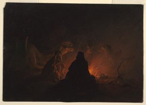 Dibujo, Beduinos en campamento de noche, febrero o marzo de 1868 de Frederic Edwin Church
