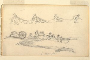 Dibujo, Barco con mujer y niños, julio-agosto de 1858 de Frederic Edwin Church