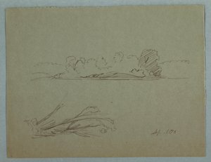 Dibujo, Bocetos botánicos: paisaje, árboles en una orilla, septiembre de 1876 de Frederic Edwin Church