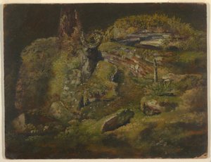 Dibujo, Boulder en el bosque, hacia 1845 de Frederic Edwin Church