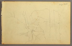 Dibujo, Rocas entre árboles, 1844 de Frederic Edwin Church