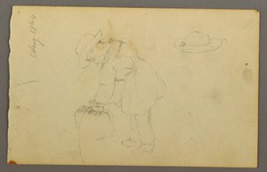 Dibujo, Niño apoyado en un saco, sombrero, 1844 de Frederic Edwin Church