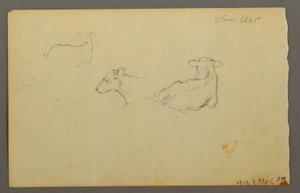 Dibujo, Niño apoyado en un saco, sombrero, 1844 de Frederic Edwin Church