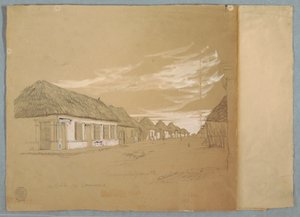Dibujo, Calle de Comercio, Barranquilla, Colombia, mayo de 1853 de Frederic Edwin Church