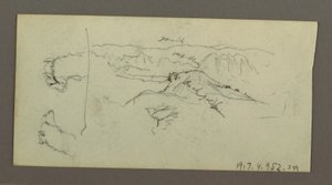 Dibujo, Stuides de camello, arbusto y valle, posiblemente 1868 de Frederic Edwin Church
