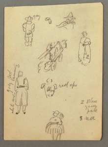 Dibujo, Carro, estudios de figuras, posiblemente 1868 de Frederic Edwin Church