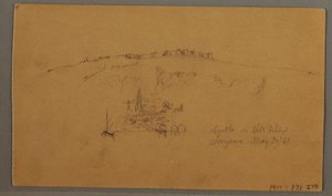Dibujo, Castillo, Minarete, Veleros, Casa, Mayo 1868 de Frederic Edwin Church