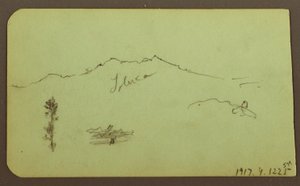 Dibujo, Iglesia; Verso: Paisaje montañoso, "Taluca", 1883 de Frederic Edwin Church