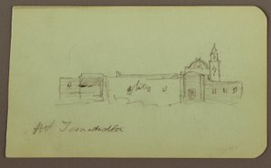Dibujo, Iglesia; Verso: Paisaje montañoso, "Taluca", 1883 de Frederic Edwin Church