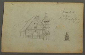 Dibujo, Iglesia de Naré, Río Magdalena, Colombia, 1853