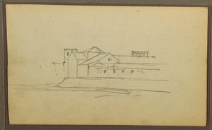 Dibujo, Iglesia, torres; Verso: Figuras en canoa, Bocetos botánicos, 1857 de Frederic Edwin Church