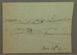 Dibujo, Ciudad de Londres, posiblemente 1869 de Frederic Edwin Church