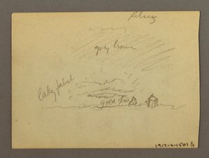 Dibujo, Estudio de nubes sobre edificios, posiblemente 1868-69 de Frederic Edwin Church