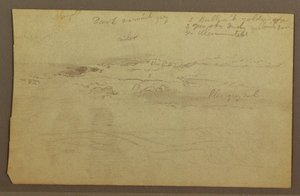 Dibujo, Estudio de nubes sobre colinas, década de 1860 de Frederic Edwin Church