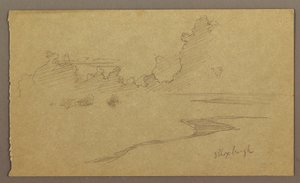 Dibujo, Nubes y orilla, "Bloxburgh", agosto de 1865 de Frederic Edwin Church