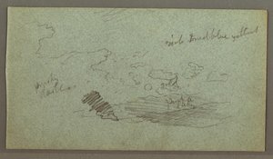 Dibujo, Nubes sobre cordillera, sol bajo, posiblemente 1874 de Frederic Edwin Church