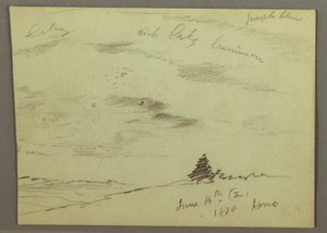 Dibujo, Cielo nublado, ladera, 1870 de Frederic Edwin Church