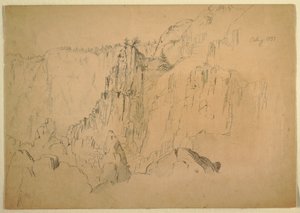 Dibujo, Costa con rocas escarpadas, agosto de 1885 de Frederic Edwin Church