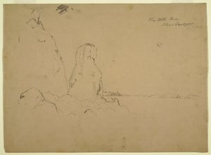 Dibujo, Costa con "The Old Friar Neaer Eastport", ca. 1851 de Frederic Edwin Church