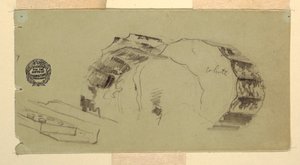 Dibujo, Fragmentos de columna y entablamento, Atenas, abril de 1869