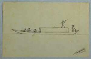 Dibujo, Canoa cubierta, probablemente sudamericana, 1853 o 1857 de Frederic Edwin Church